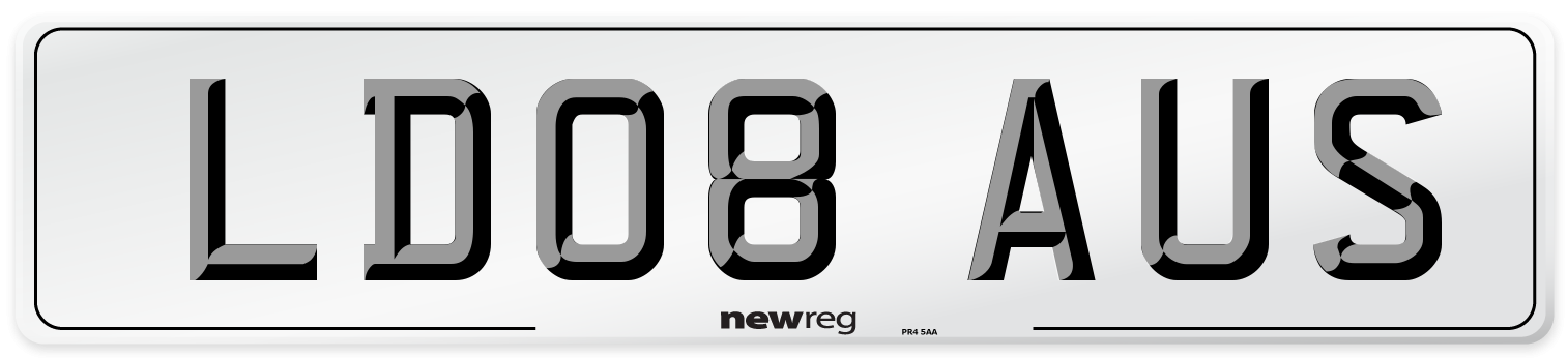 LD08 AUS Number Plate from New Reg